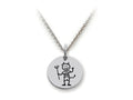 Family Values 925 Sterling Silver Devilish Boy Disc Pendant Necklace - Chain Included