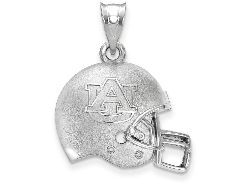 LogoArt Sterling Silver Auburn University Interlocking Au Primary 3D Football Helmet Logo Pendant Necklace