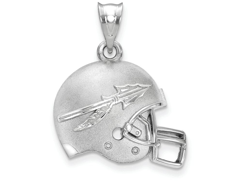 LogoArt Sterling Silver Florida State University Arrow 3D Football Helmet W/ Logo Pendant Necklace