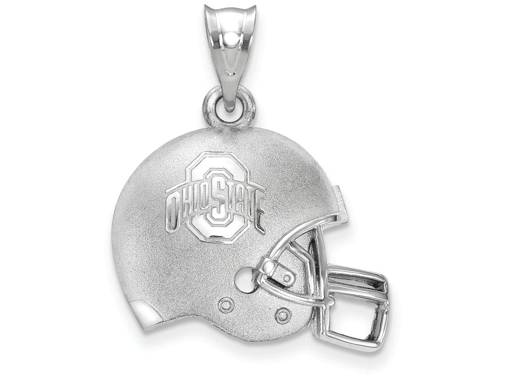 LogoArt Sterling Silver The Ohio State University ohio State On Block o Athletic Mark 3D Football Pendant Necklace