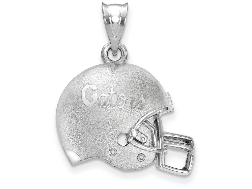LogoArt Sterling Silver University Of Florida Gators Script 3D Football Helmet W/ Logo Pendant Necklace