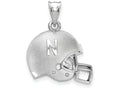 LogoArt Sterling Silver University Of Nebraska N 3D Football Helmet W/ Logo Pendant Necklace