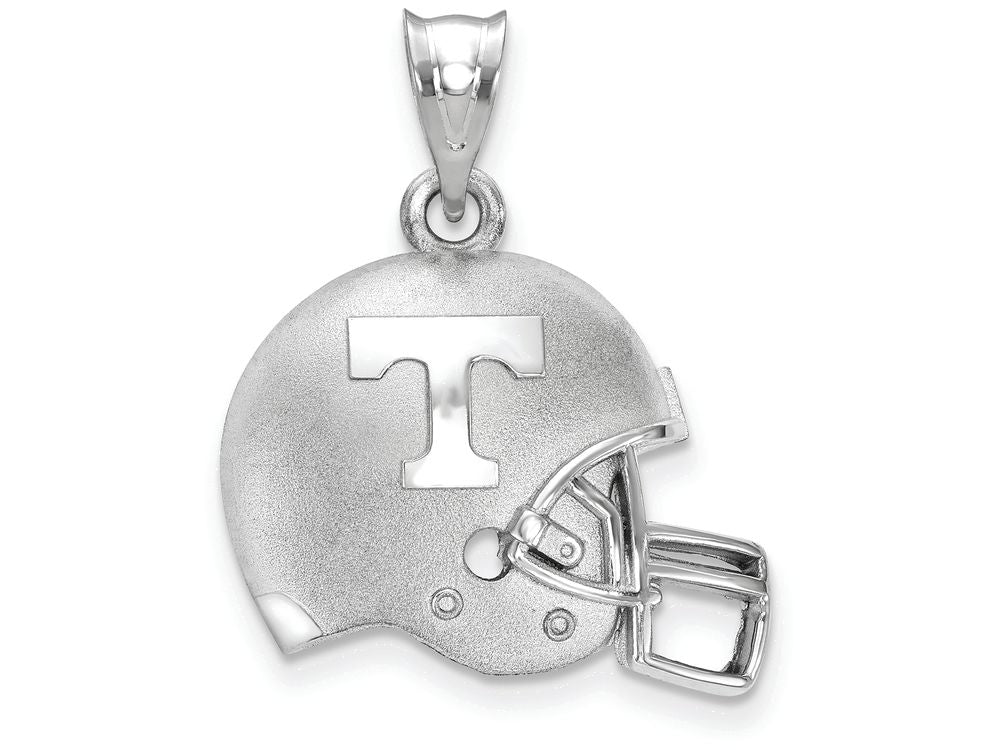 LogoArt Sterling Silver University Of Tennessee Men's Athletic T 3D Football Helmet Logo Pendant Necklace