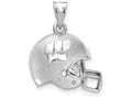 LogoArt Sterling Silver University Of Wisconsin W 3D Football Helmet W/ Logo Pendant Necklace