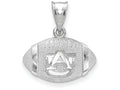 LogoArt Sterling Silver Auburn University Interlocking Au Primary 3D Football W/ Logo Pendant Necklace