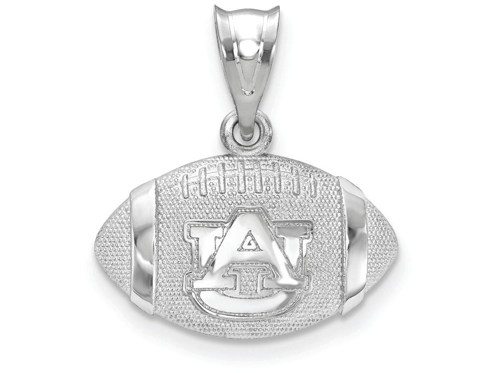 LogoArt Sterling Silver Auburn University Interlocking Au Primary 3D Football W/ Logo Pendant Necklace