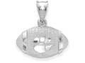 LogoArt Sterling Silver Clemson University Paw Print Primary 3D Football With Logo Pendant Necklace
