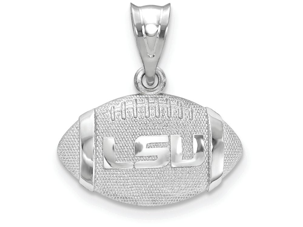 LogoArt Sterling Silver Louisiana State University Lsu Primary 3D Football W/ Logo Pendant Necklace