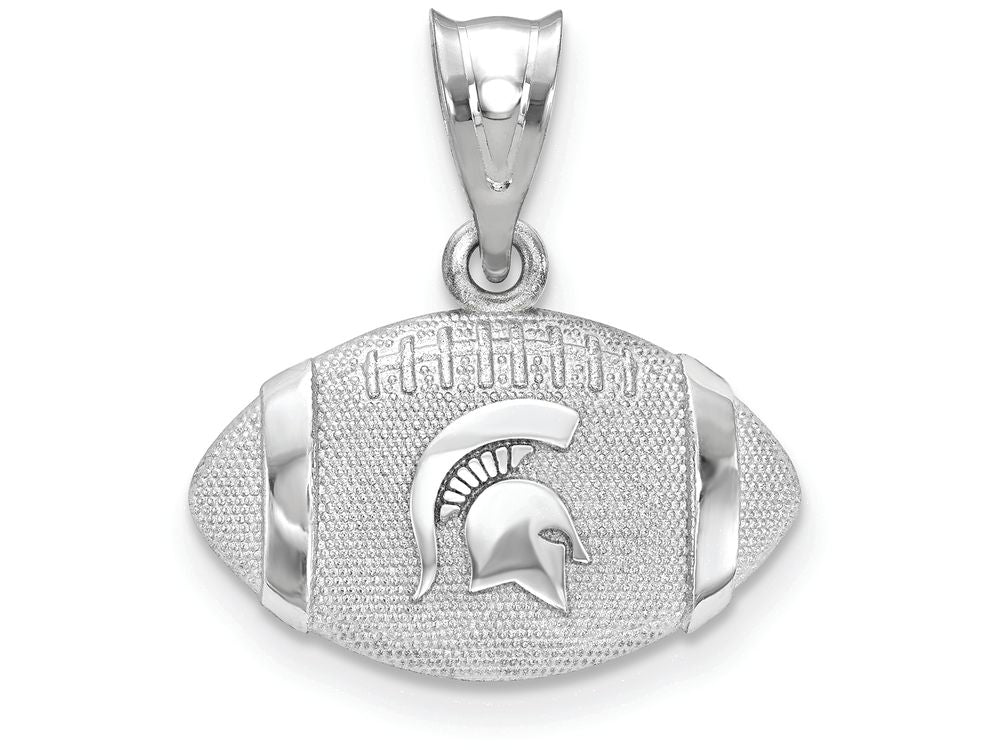 Logoart 925 Sterling Silver Michigan State University Spartan Football Pendant