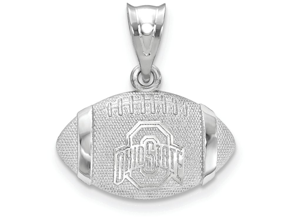 LogoArt Sterling Silver The Ohio State University ohio State On Block o Athletic Mark 3D Football Pendant Necklace