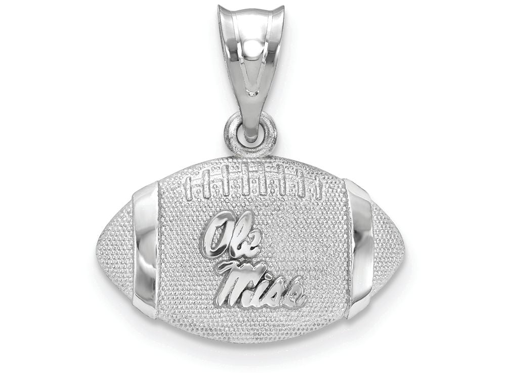 LogoArt Sterling Silver University Of Mississippi Ole Misterling Silver 3D Football W/ Logo Pendant Necklace