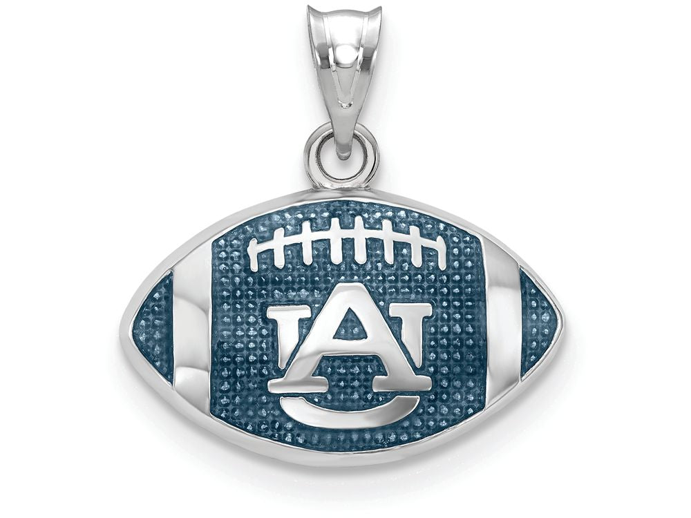 Logoart 925 Sterling Silver Auburn University Enameled Football Pendant
