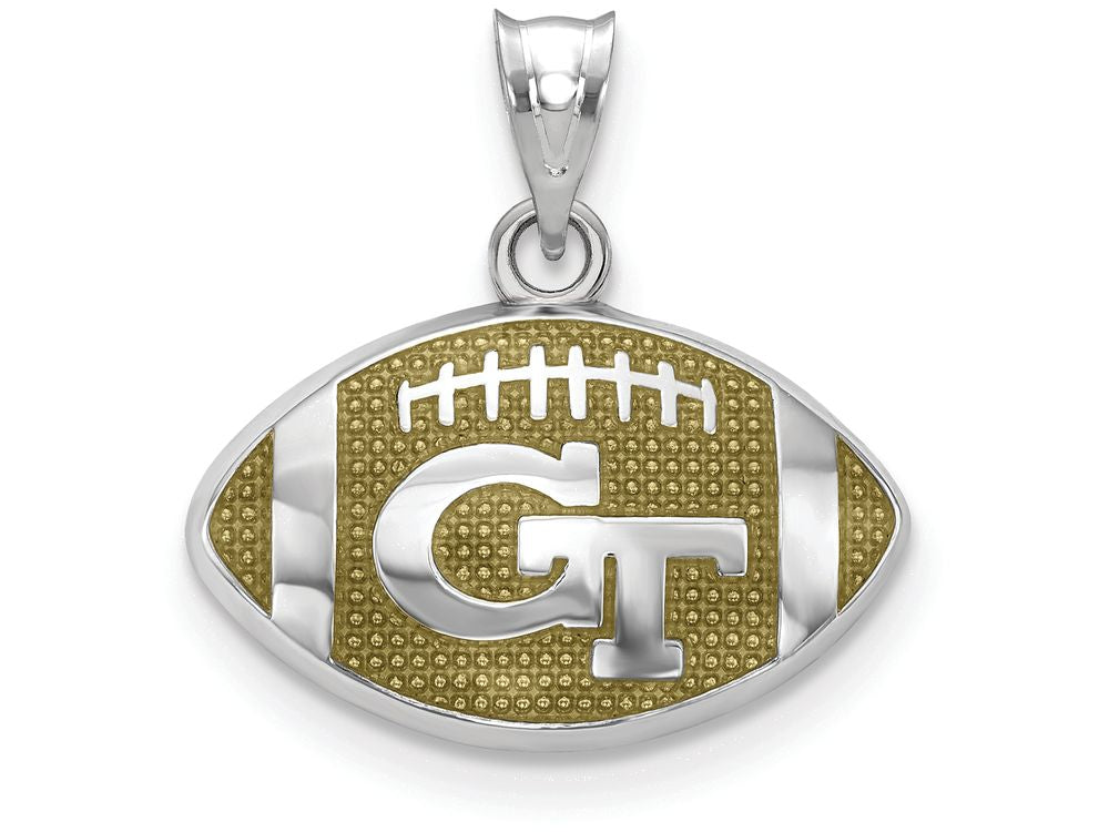 Logoart 925 Sterling Silver Georgia Institute Of Technology Enameled Football Pendant