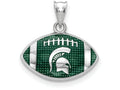Logoart 925 Sterling Silver Michigan State Univ. Spartan Enameled Football Pendant