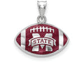 Logoart 925 Sterling Silver Mississippi  State Univ. Enameled Football Pendant