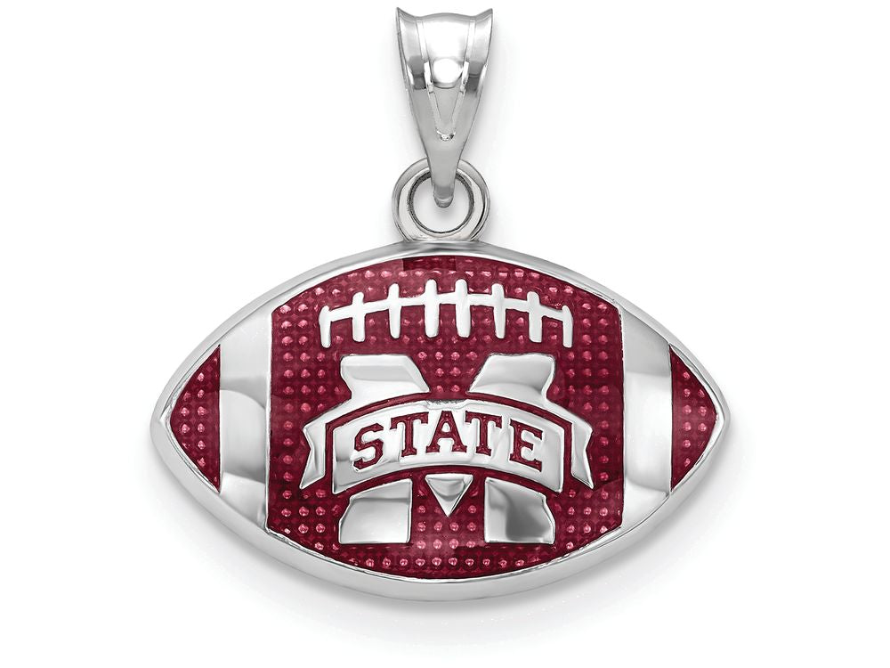 Logoart 925 Sterling Silver Mississippi  State Univ. Enameled Football Pendant