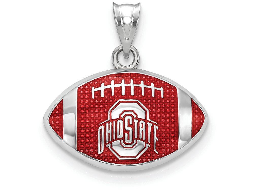 Logoart 925 Sterling Silver The Ohio State Univ. Enameled Football Pendant