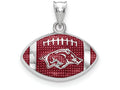 Logoart 925 Sterling Silver Univ. Of Arkansas Hog Enameled Football Pendant