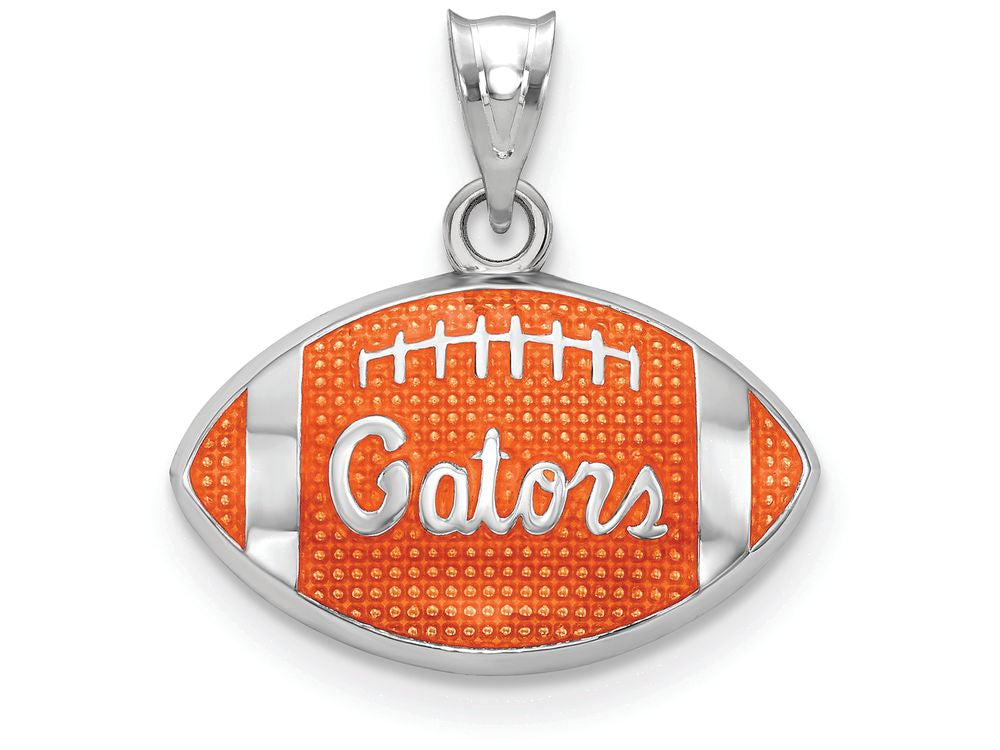 Logoart 925 Sterling Silver Univ. Of Florida Gators Enameled Football Pendant