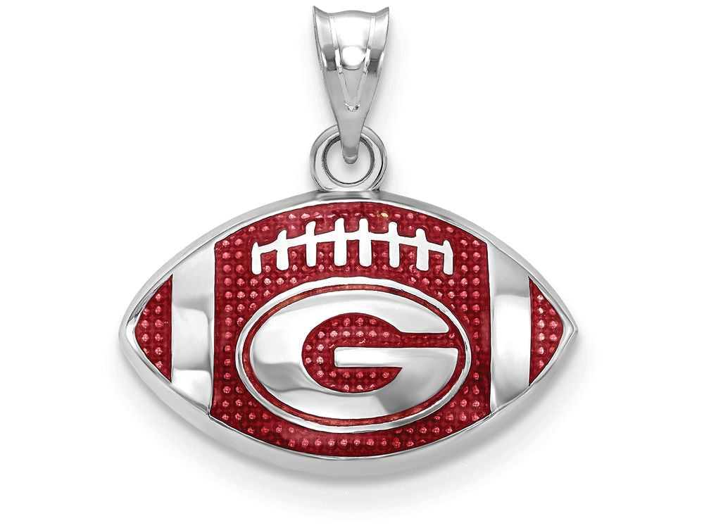 Logoart 925 Sterling Silver University Of Georgia Enameled Football Pendant 17 x 19mm