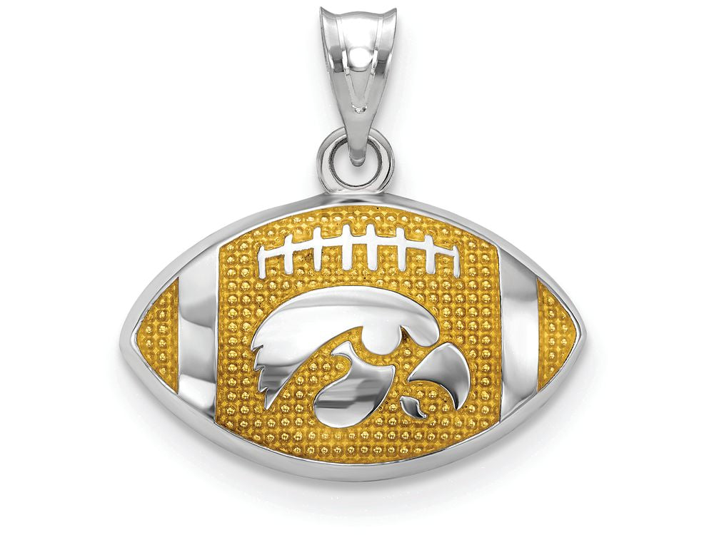 Logoart 925 Sterling Silver The Univ. Of Iowa Enameled Football Pendant