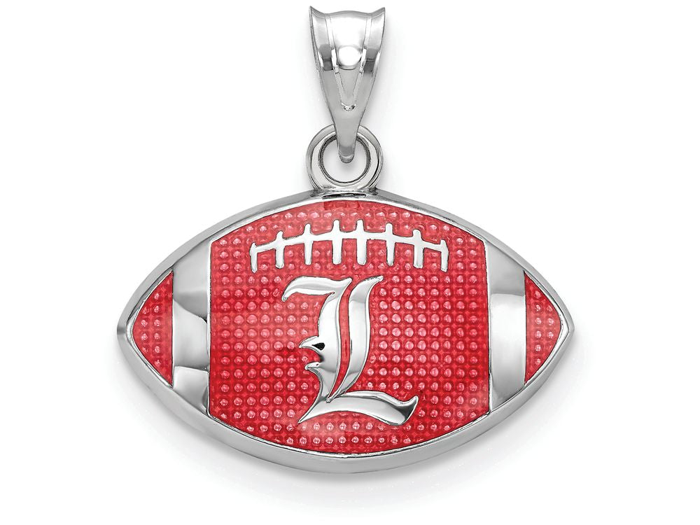 Logoart 925 Sterling Silver Univ. Of Louisville Enameled Football Pendant