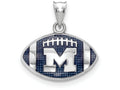 Logoart 925 Sterling Silver Univ. Of Michigan Enameled Football Pendant