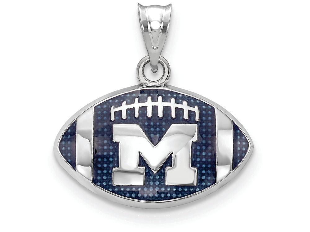 Logoart 925 Sterling Silver Univ. Of Michigan Enameled Football Pendant