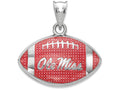 Logoart 925 Sterling Silver Univ. Of Mississippi  Enameled Football Pendant