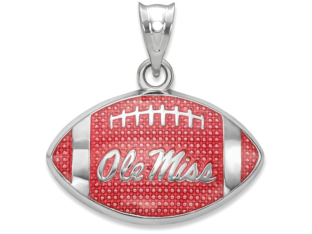 Logoart 925 Sterling Silver Univ. Of Mississippi  Enameled Football Pendant