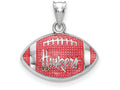Logoart 925 Sterling Silver Univ. Of Nebraska Huskers Enameled Football Pendant