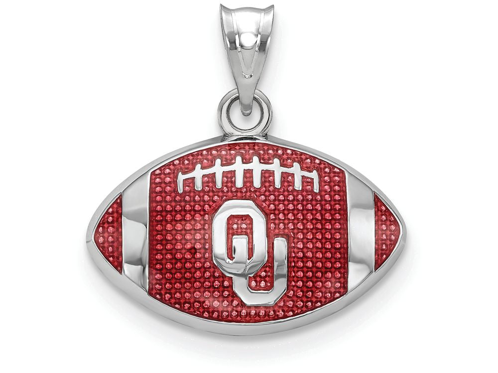Logoart 925 Sterling Silver Univ. Of Oklahoma Enameled Football Pendant