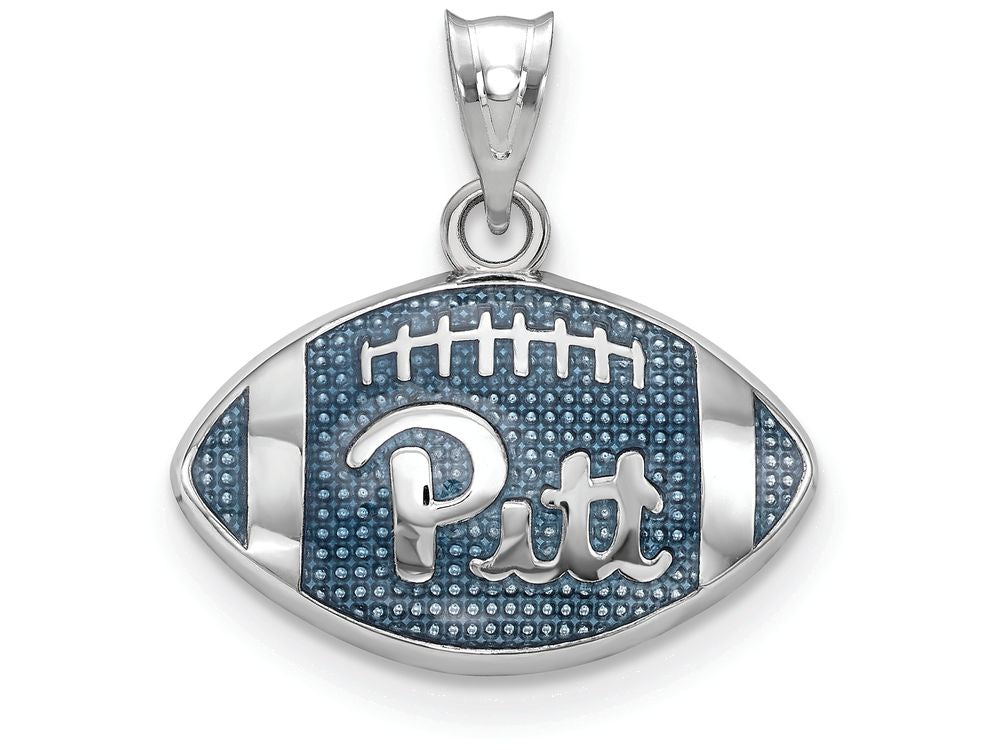 Logoart 925 Sterling Silver Univ. Of Pittsburgh Enameled Football Pendant