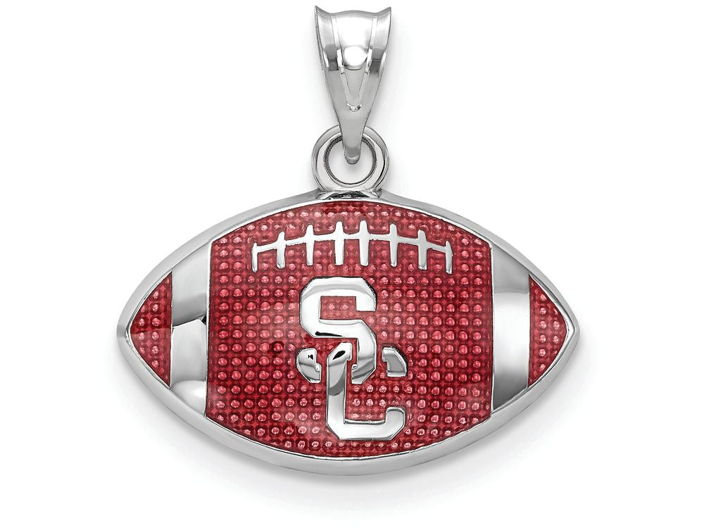 Logoart 925 Sterling Silver Univ. Of Southern California Enameled Football Pendant