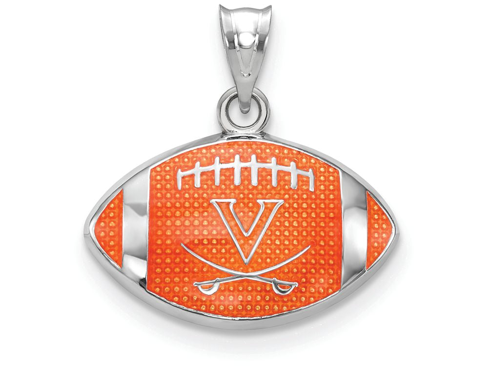 Logoart 925 Sterling Silver Univ. Of Virginia Enameled Football Pendant