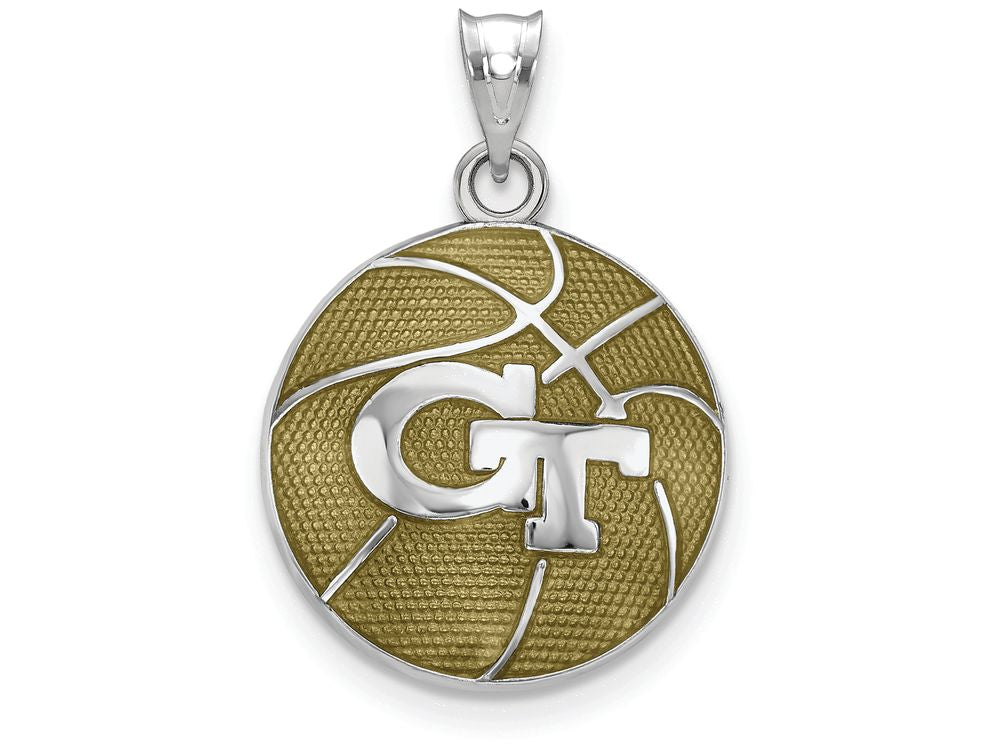 Logoart 925 Sterling Silver Georgia Institute Of Technology Enameled Basketball Pendant