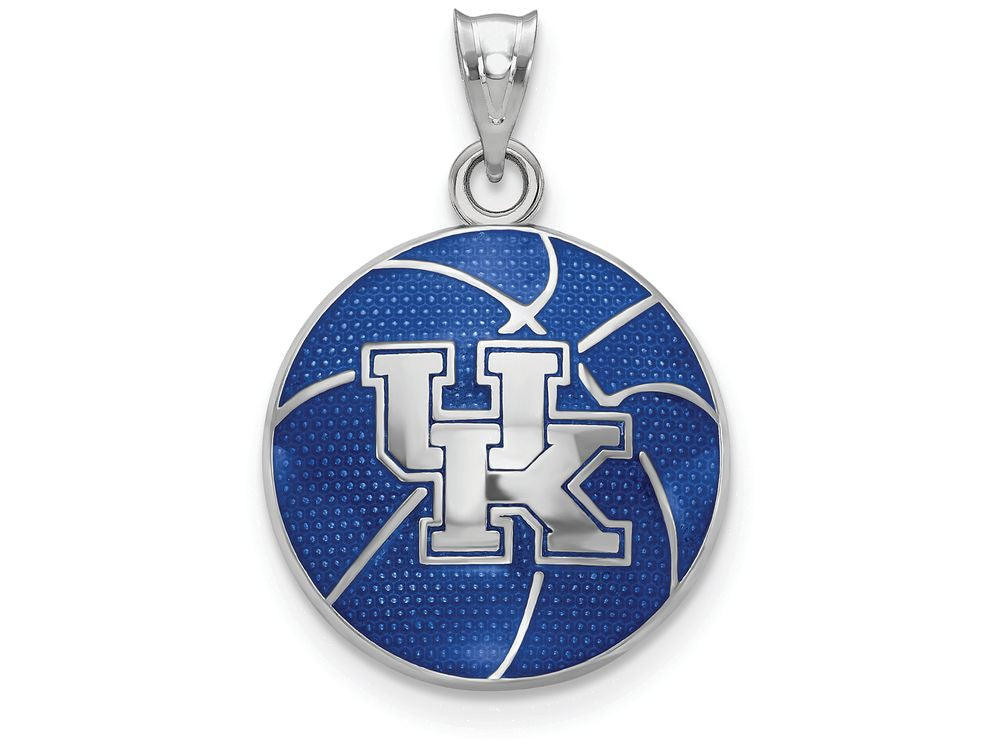 Logoart 925 Sterling Silver University Of Kentucky Domed Enameled Basketball Pendant