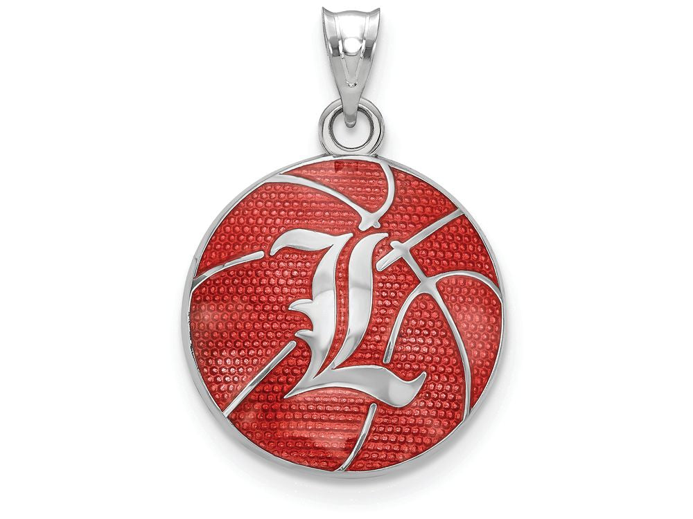 Logoart 925 Sterling Silver Univ. Of Louisville Enameled Basketball Pendant