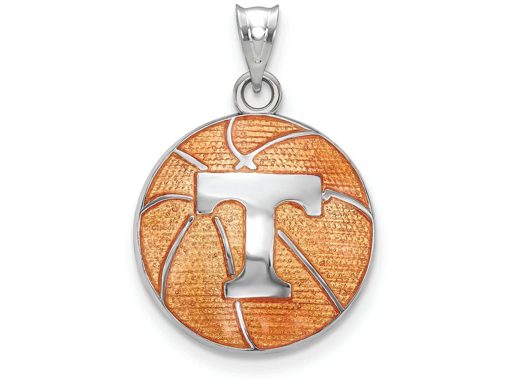 Logoart 925 Sterling Silver Univ. Of Tennessee Enameled Basketball Pendant