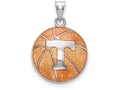 Logoart 925 Sterling Silver Univ. Of Tennessee Enameled Basketball Pendant