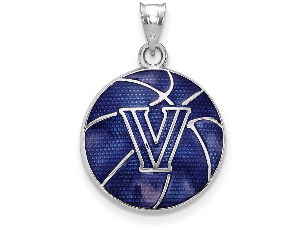 Logoart 925 Sterling Silver Villanova University Enameled Basketball Pendant