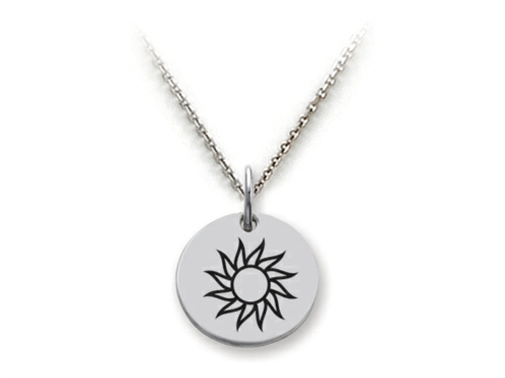 Stellar White 925 Sterling Silver Sun Disc Pendant Necklace - Chain Included