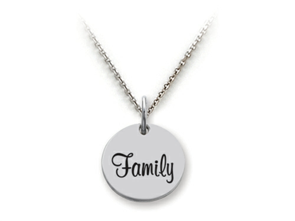 Stellar White 925 Sterling Silver Family Disc Pendant Necklace - Chain Included