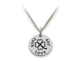 Stellar White 925 Sterling Silver Love, Joy, Luck Disc Pendant Necklace - Chain Included