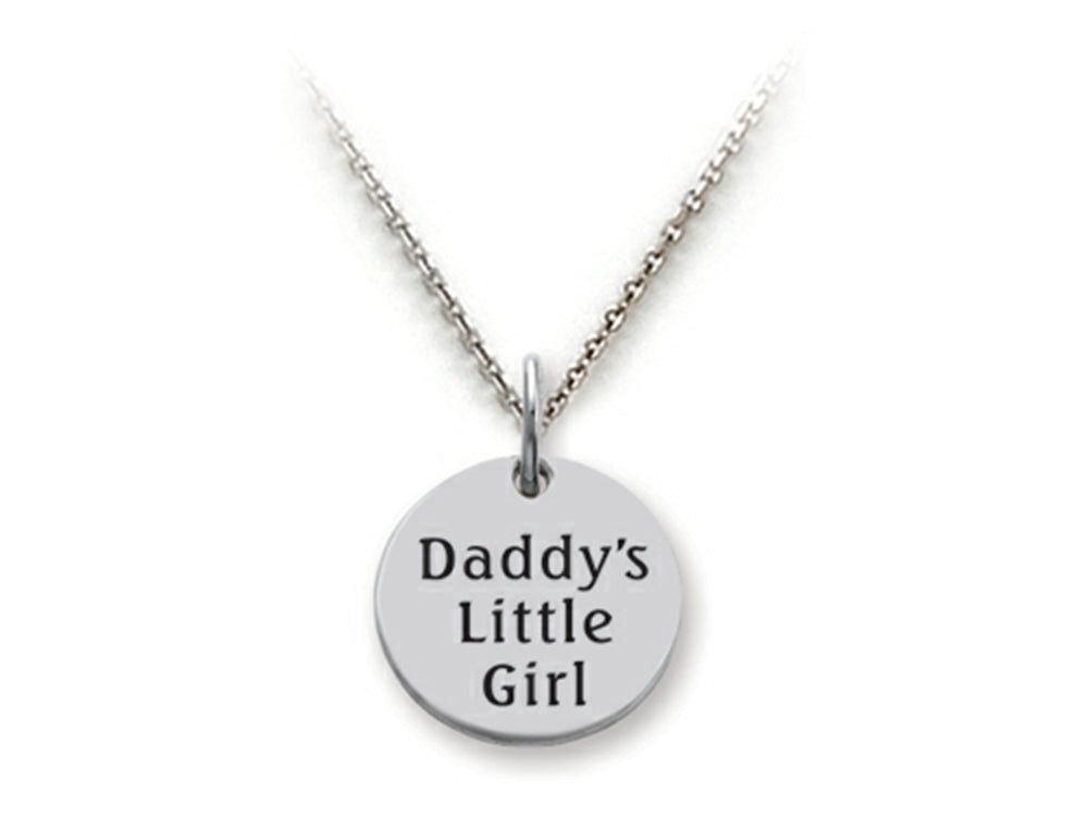 Stellar White 925 Sterling Silver Daddy's Little Girl Disc Pendant Necklace - Chain Included