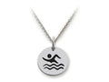 Stellar White 925 Sterling Silver Swimming Disc Pendant Necklace - Chain Included