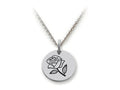 Stellar White 925 Sterling Silver Rose Disc Pendant Necklace - Chain Included