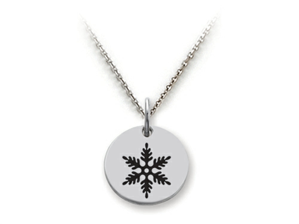 Stellar White 925 Sterling Silver Snowflake Disc Pendant Necklace - Chain Included