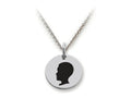 Stellar White 925 Sterling Silver Boy Head Disc Pendant Necklace - Chain Included