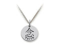 Stellar White 925 Sterling Silver Kanji Faith Disc Pendant Necklace - Chain Included
